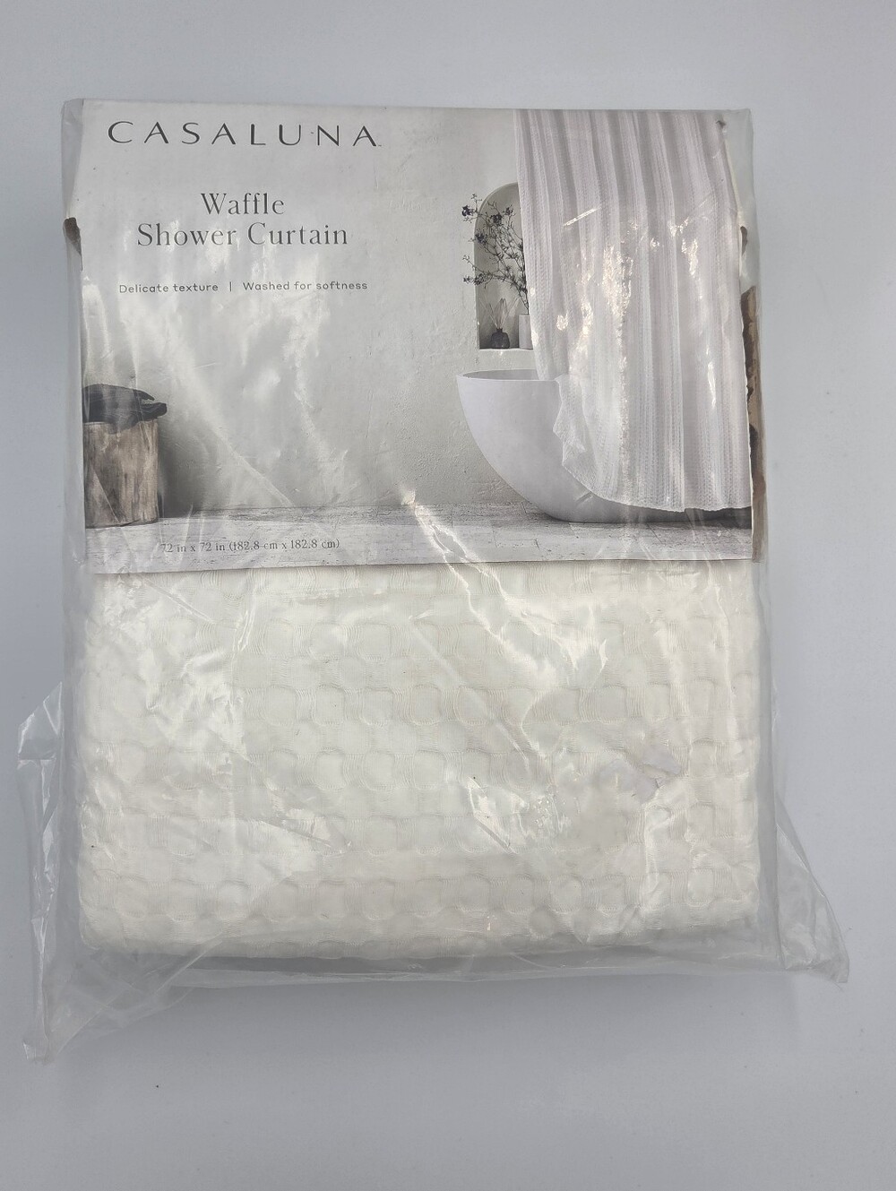 Casaluna White Waffle Shower Curtain 72 In X 72 In Nwt